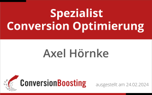 Axel Hörnke ist seit dem 24.02.2024 Spezialist Conversion Optimierung (ConversionBoosting)