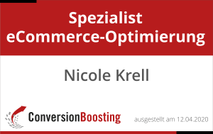 Nicole Krell ist seit dem 12.04.2020 Spezialist eCommerce-Optimierung (ConversionBoosting)